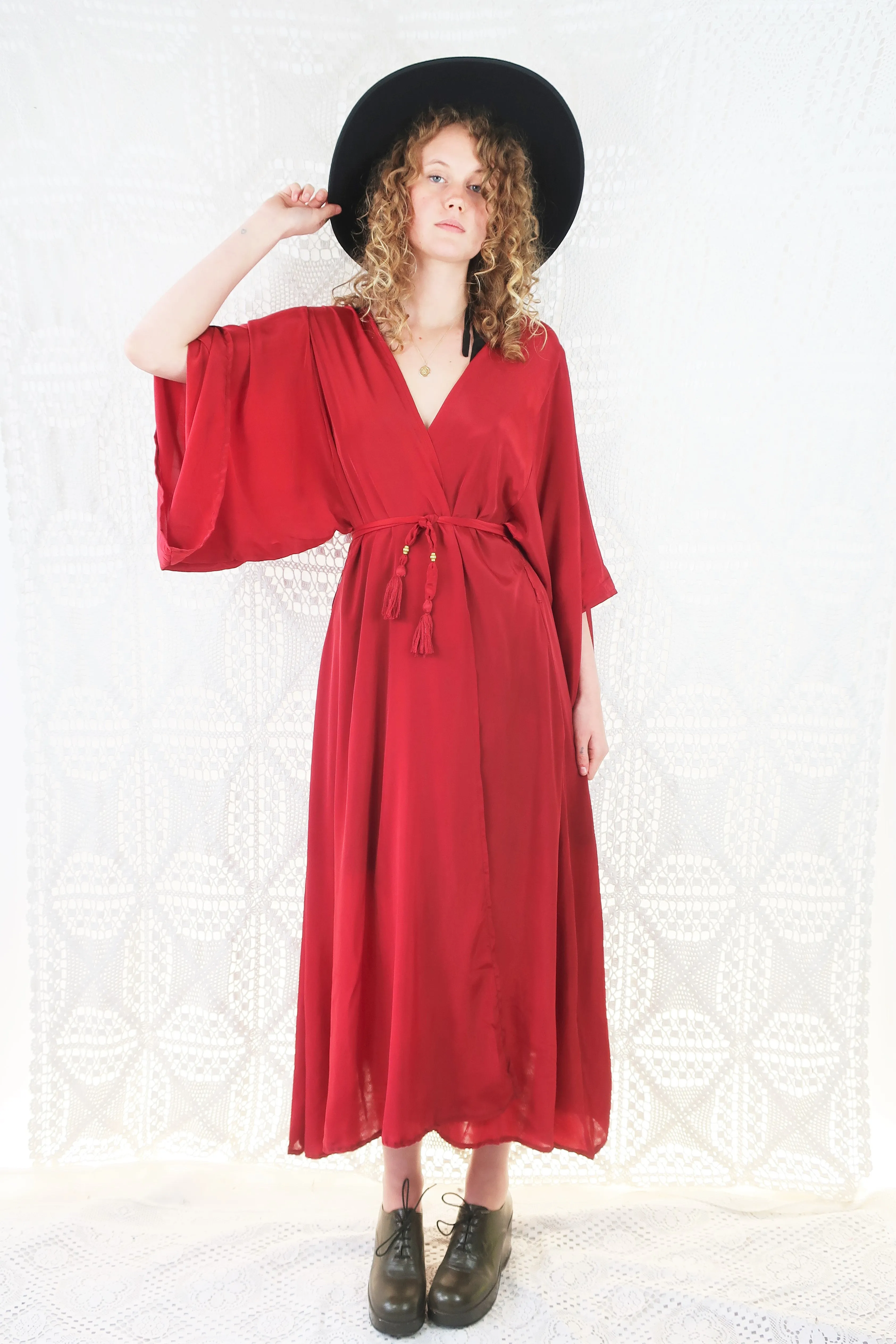 25% OFF Khroma Aquaria Robe Dress in Ruby Red - Free Size