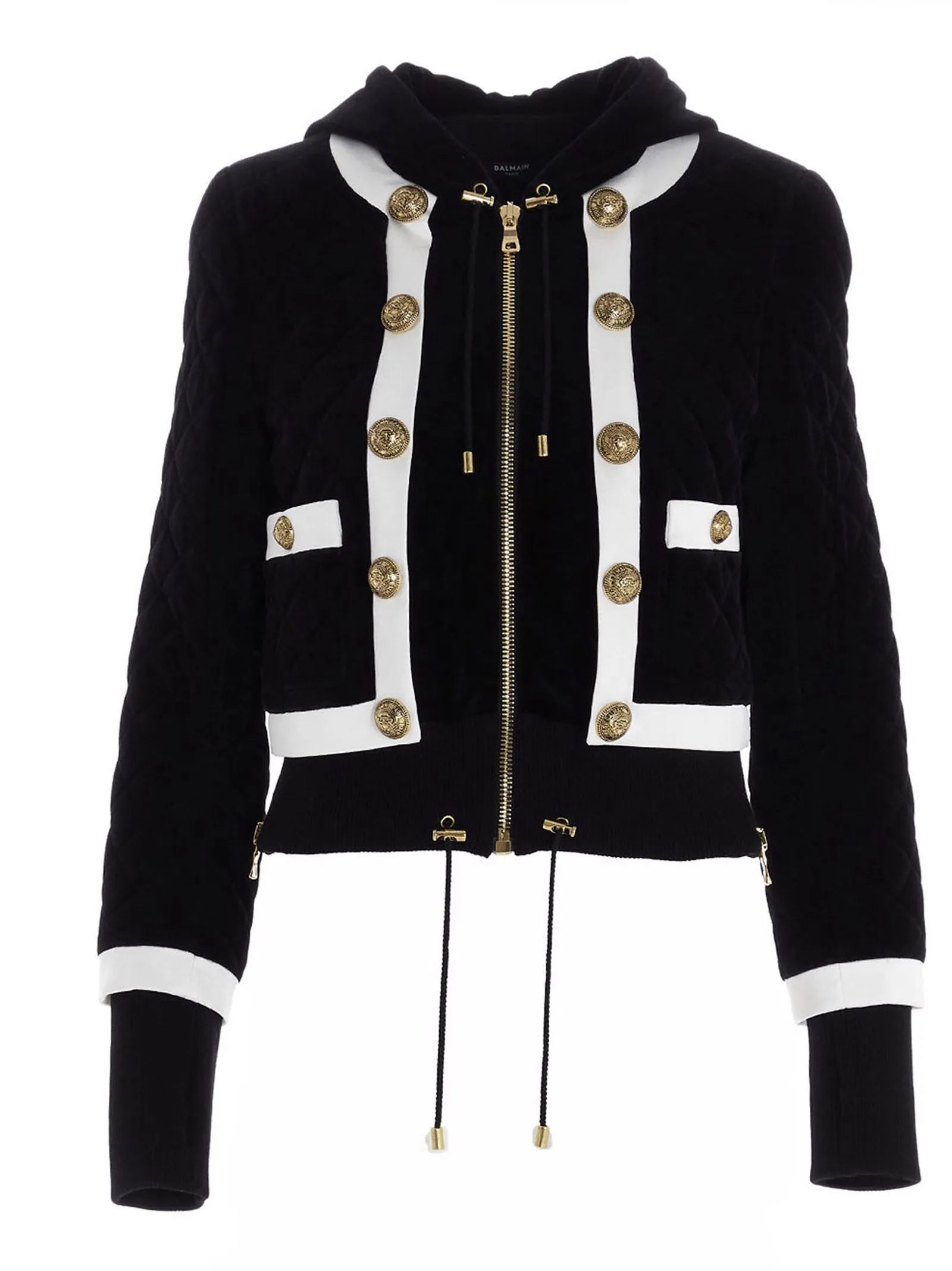 Balmain Quilted Hooded Bomber Jacket