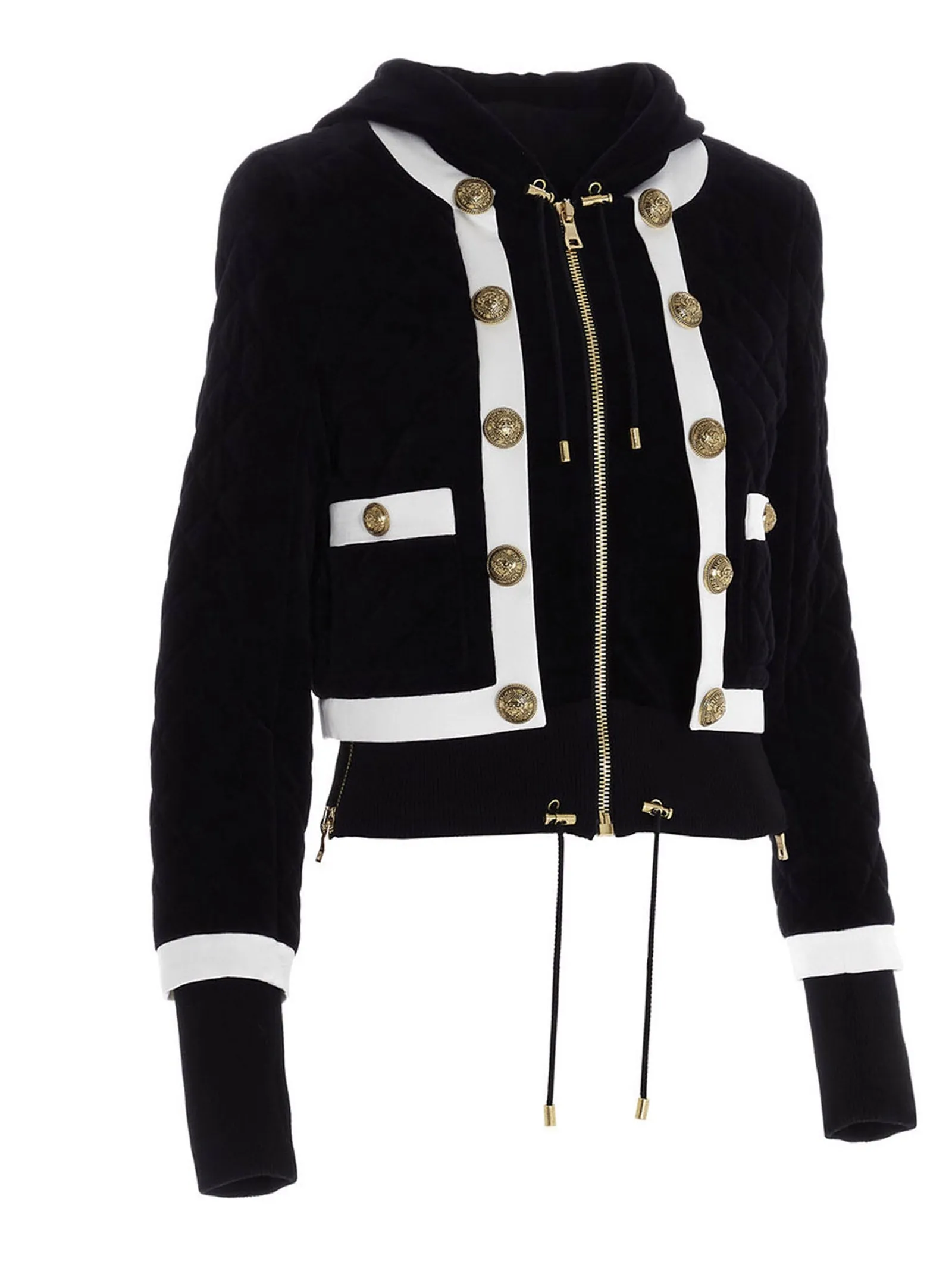 Balmain Quilted Hooded Bomber Jacket