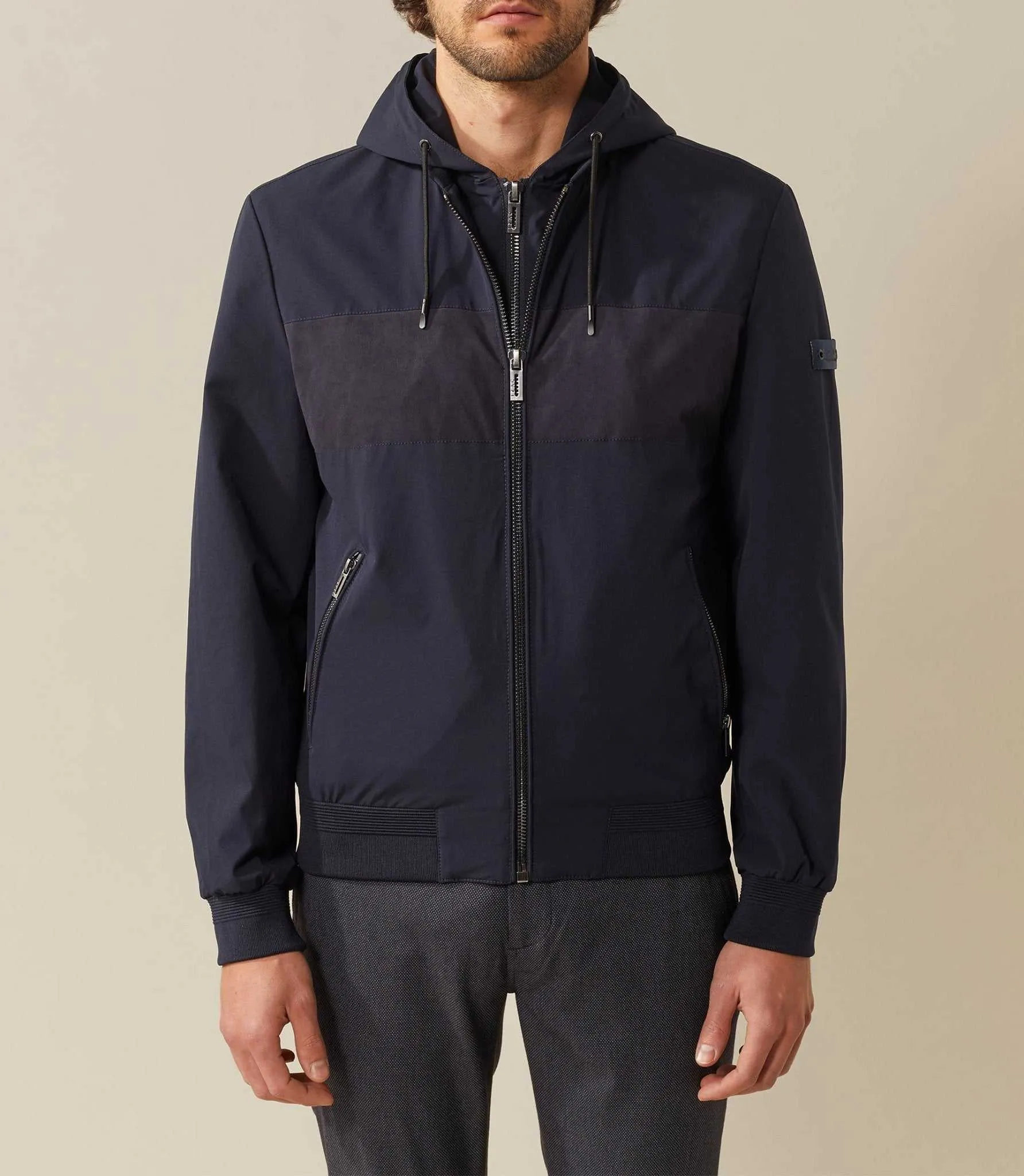 Blouson a capuche marine "Khan"