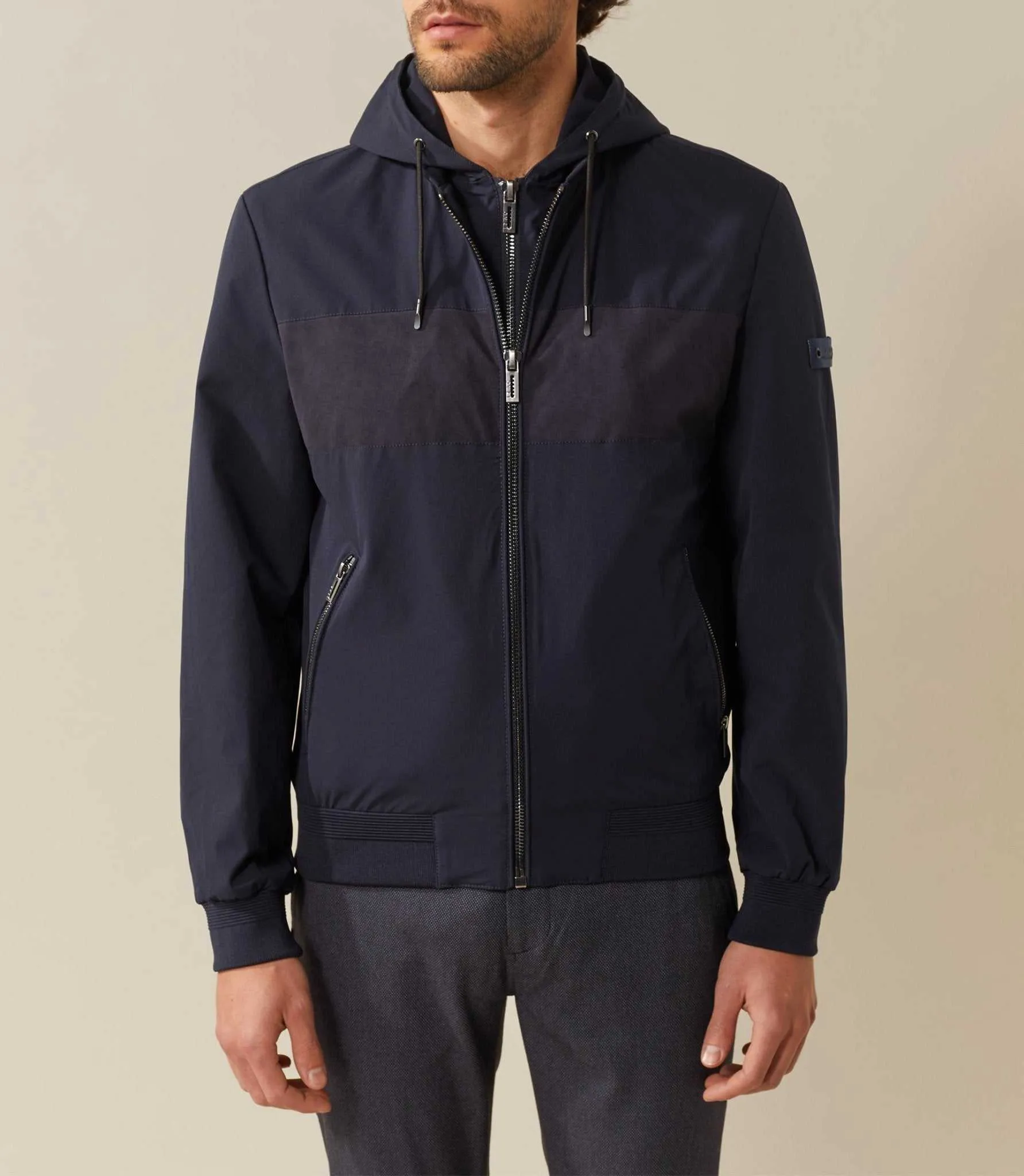 Blouson a capuche marine "Khan"