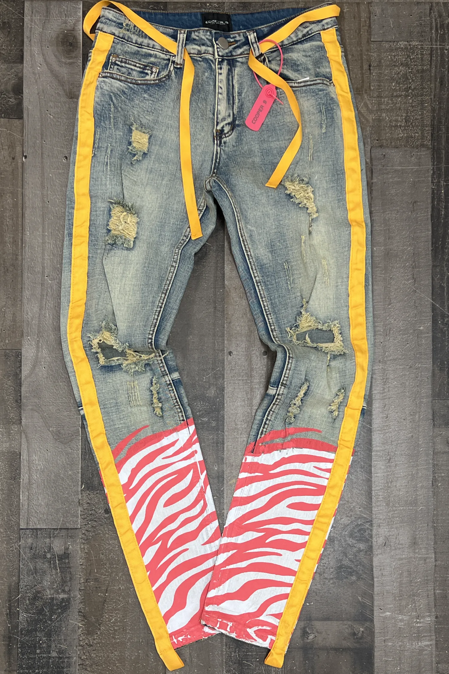 Cooper 9- zebra stripe denim light wash (Punch Vanila)