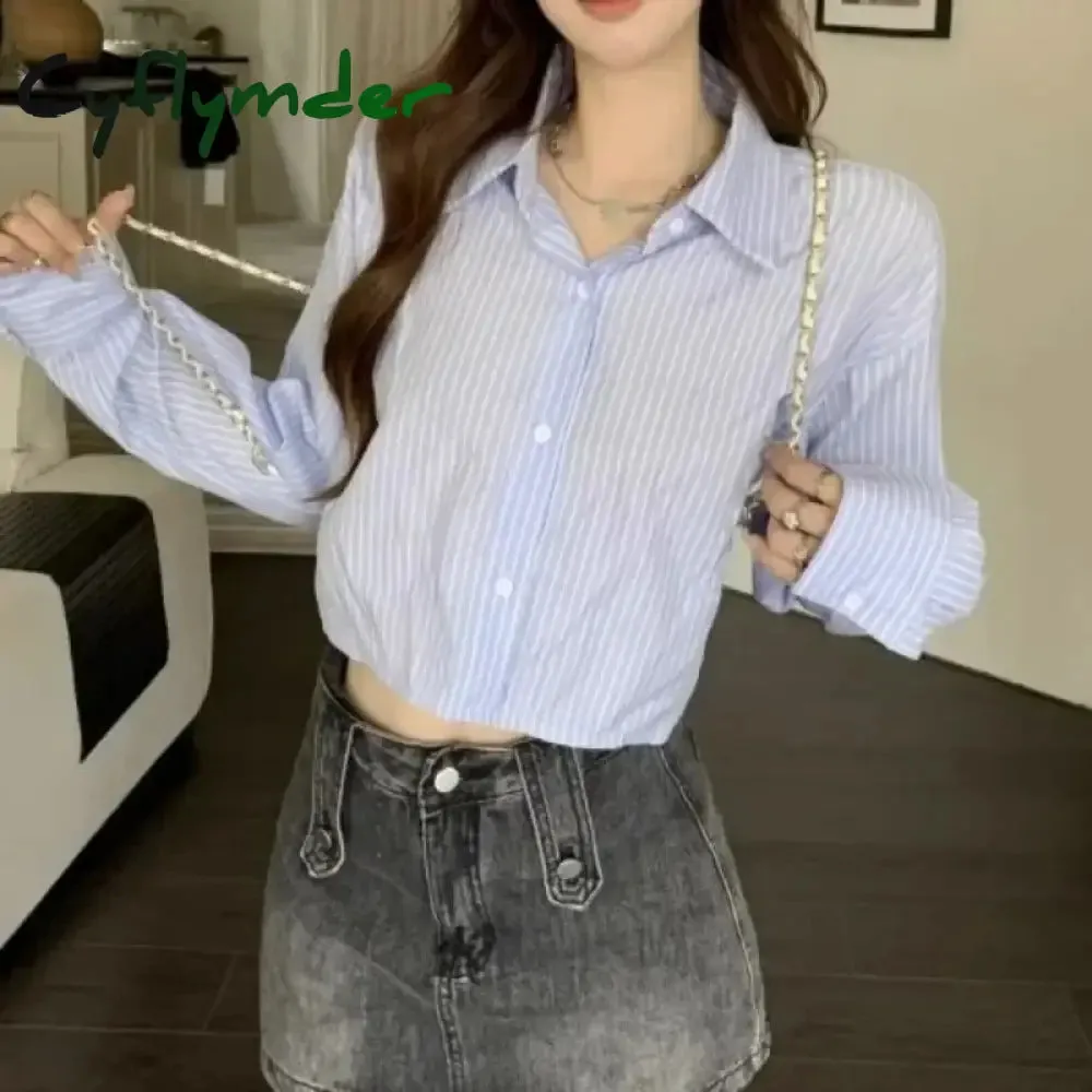 Cyflymder Kawaii Turn Down Collar Single-breasted Crop Top Shirt Suit Vest Knit Outfits Korean Fashion High Street Set Women 2 Pieces Y2k