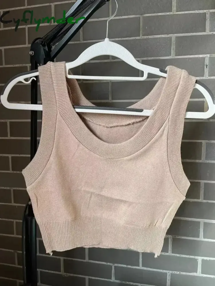 Cyflymder Kawaii Turn Down Collar Single-breasted Crop Top Shirt Suit Vest Knit Outfits Korean Fashion High Street Set Women 2 Pieces Y2k