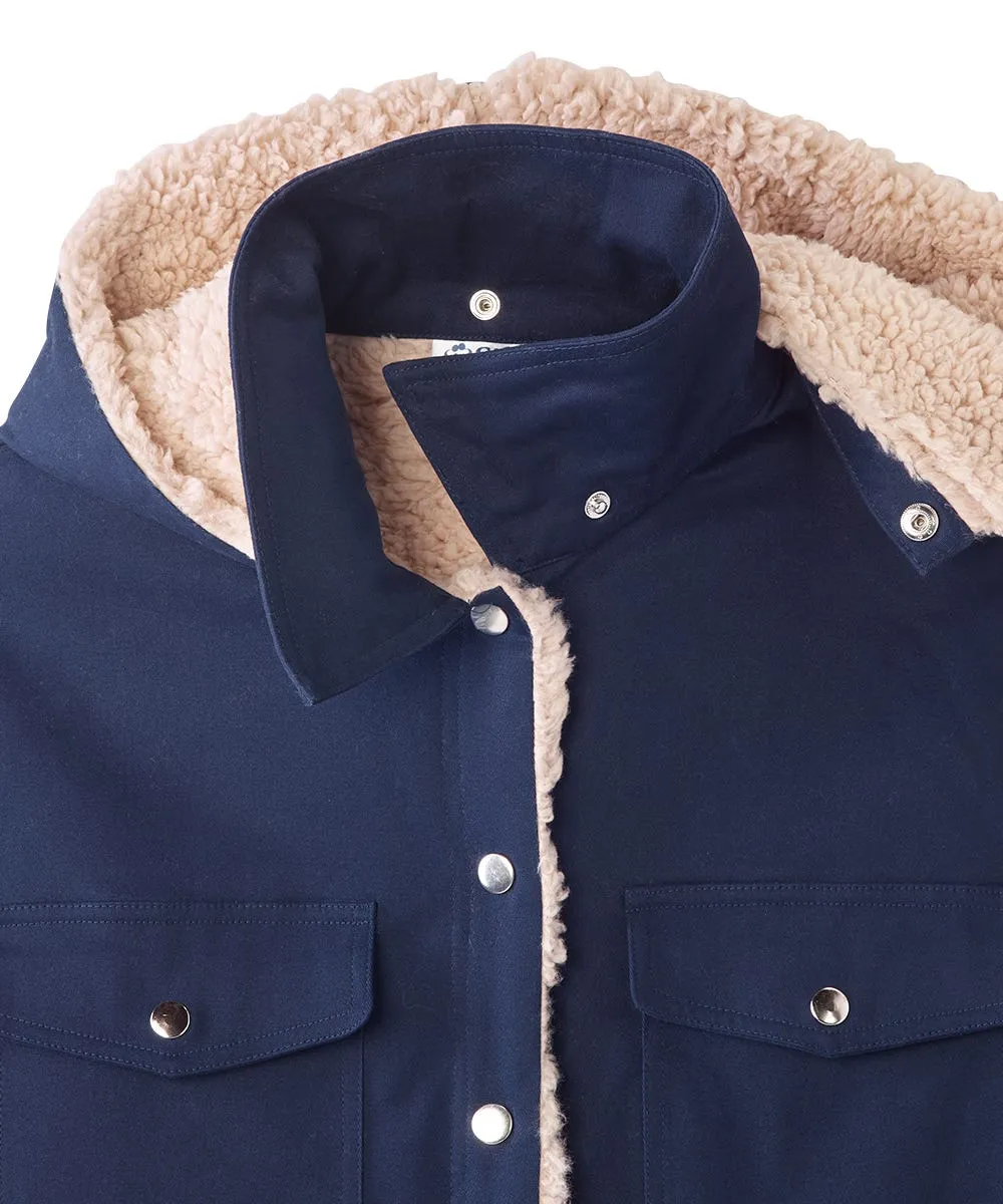 Men's Magnetic Closure Sherpa Shacket with Detachable Hood