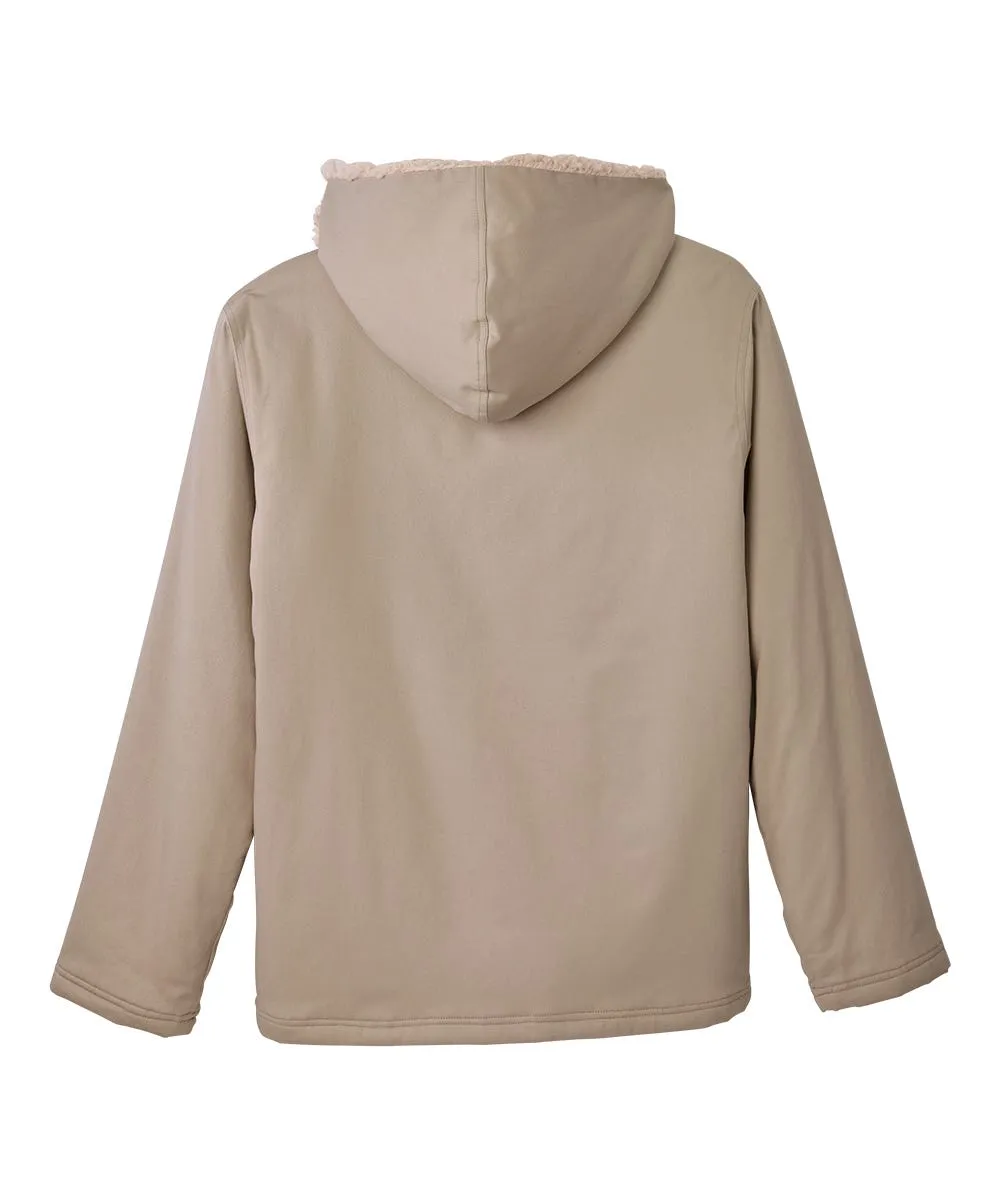 Men's Magnetic Closure Sherpa Shacket with Detachable Hood