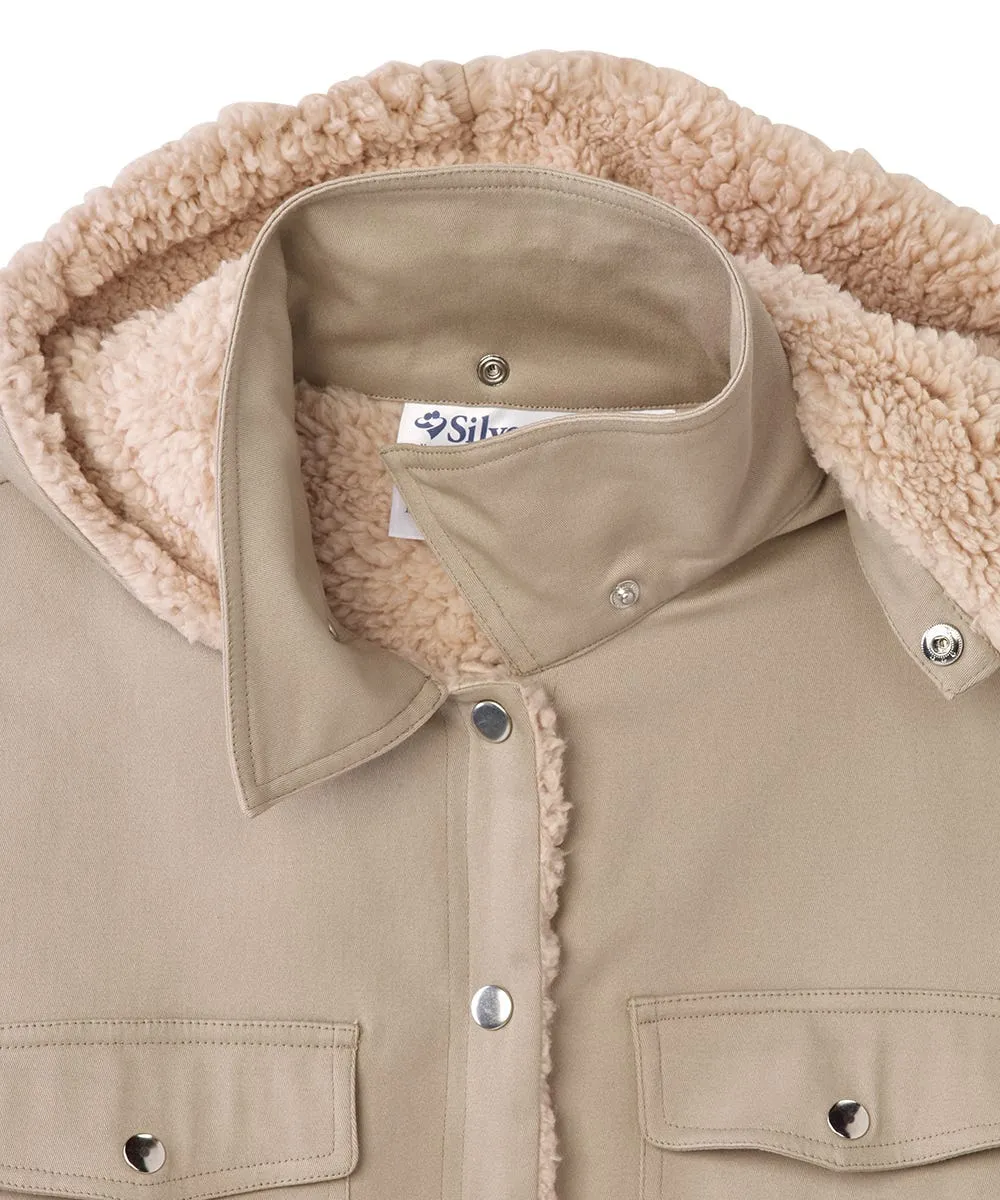 Men's Magnetic Closure Sherpa Shacket with Detachable Hood
