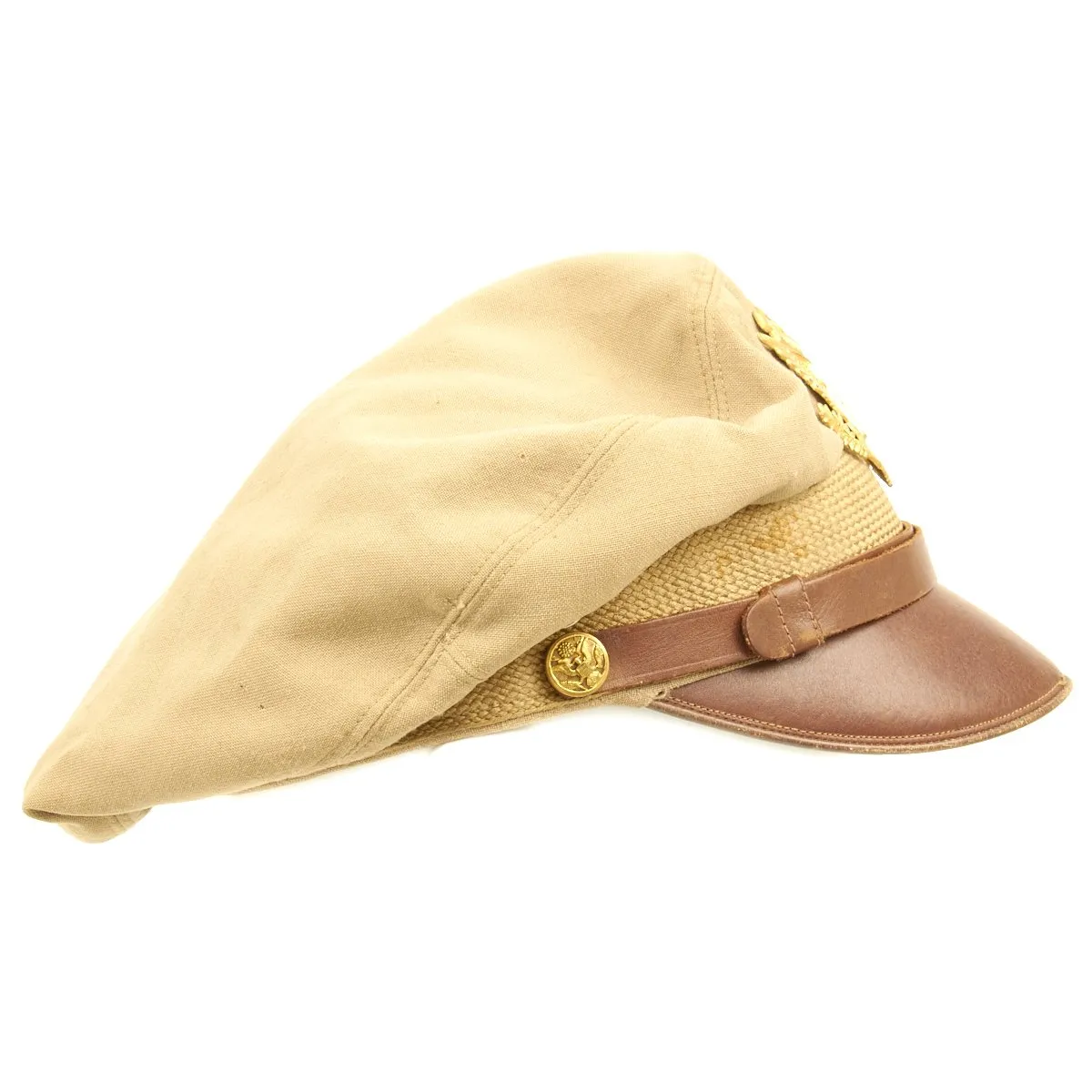 Original U.S. WWII USAAF Named Officer Khaki Crush Cap By Bancroft - Drake Simoff