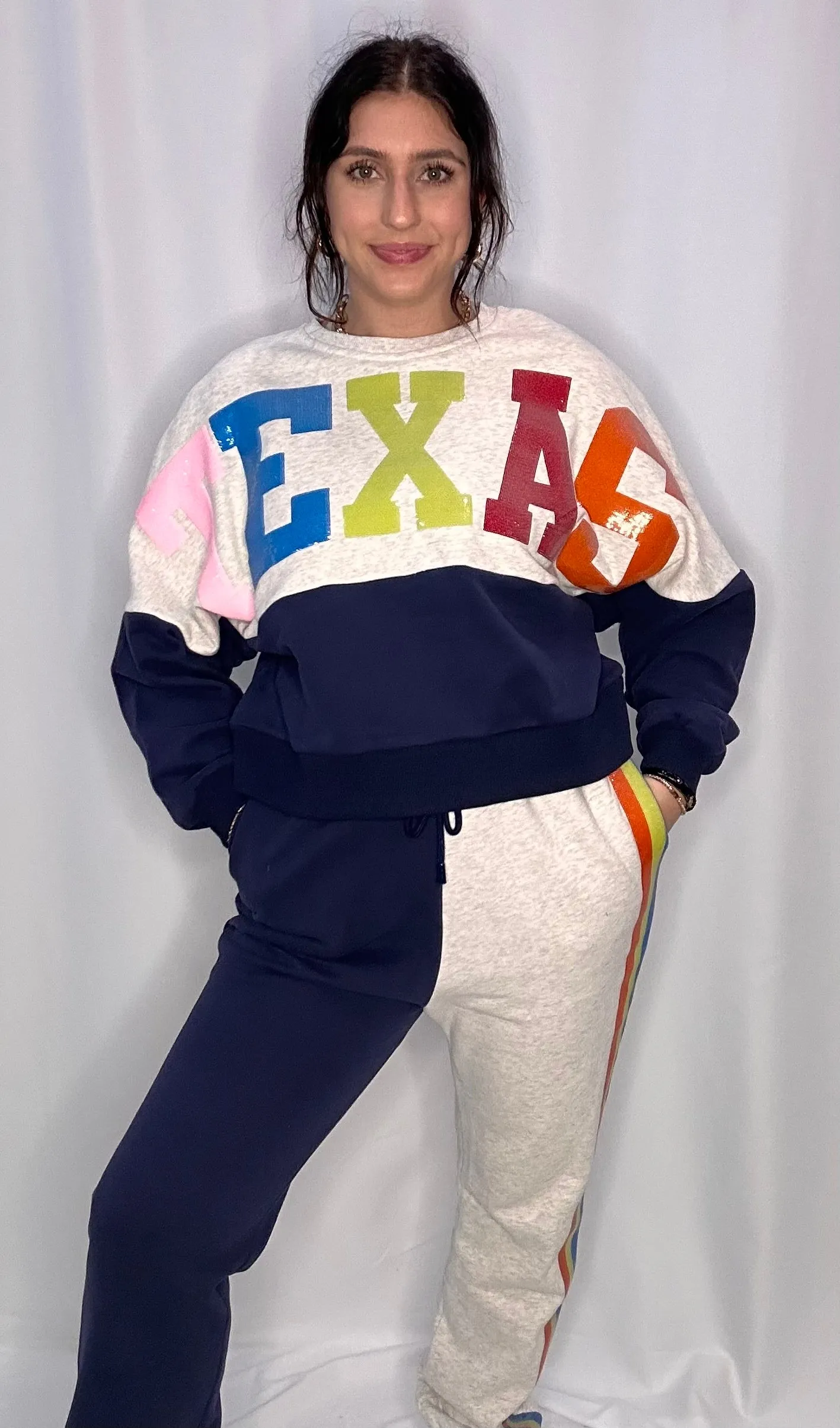 Queen of Sparkles Texas Color Block Sweat Pants
