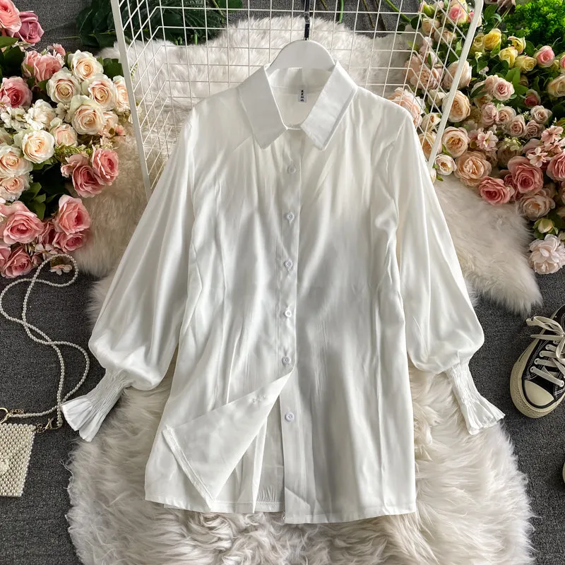 women's lantern sleeve shirt knitted vest two piece sets of College style